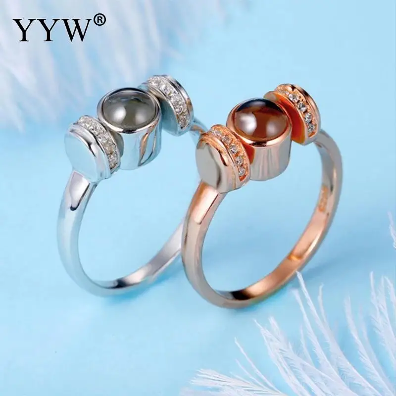 

2019 New Projection I Love You 100 Language Rings For Women Girls Finger Ring With Glass Plated Rotatable