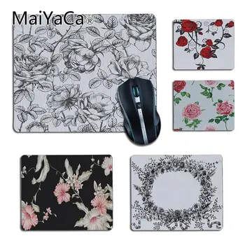 

MaiYaCa vintage floral roses black and white stripes small Gaming MousePads for Game Playing Lover custom mouse pad