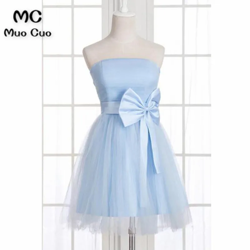 

2018 Strapless Graduation Homecoming Dresses Short Bow Tulle Wedding Party Dress Homecoming Cocktail Party Dress