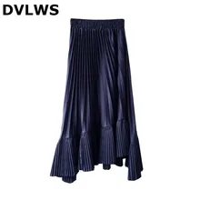 Асимметричная плиссированная шифоновая юбка для женщин, весна-лето, стиль, корейский стиль, юбки с высокой талией