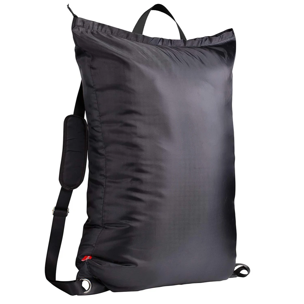 

Large Zipper Laundry Bag College Laundry Backpack with 2 Shoulder Straps 4 Sizes Pure Black Simple Design Lingerie Storage Bags