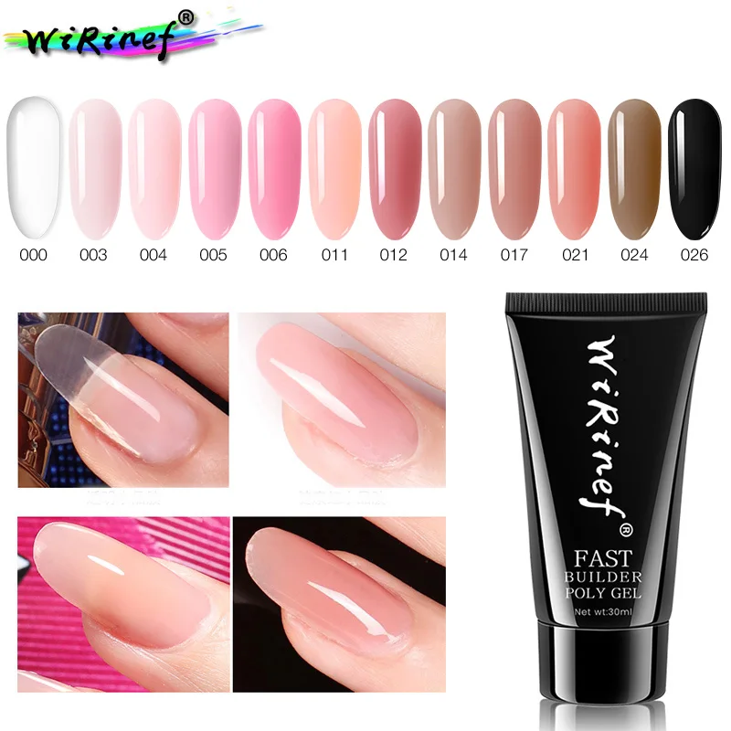 

WiRinef 30g Poly Gel Quick Builder UV Gel Fast Extention Hard Gel Jelly Acrylic Crystal PolyGel Nail Gel Polish 9 Colors