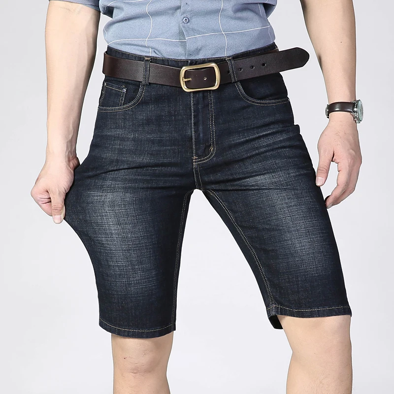 Classic Denim Shorts Men 2019 New Fashion Business Elasticity Slim Fit Casual Short Jeans Blue Black Male Brand Classic Denim Shorts Men 2019 New Fashion Business Elasticity Slim Fit Casual Short Jeans Blue Black Male Brand
