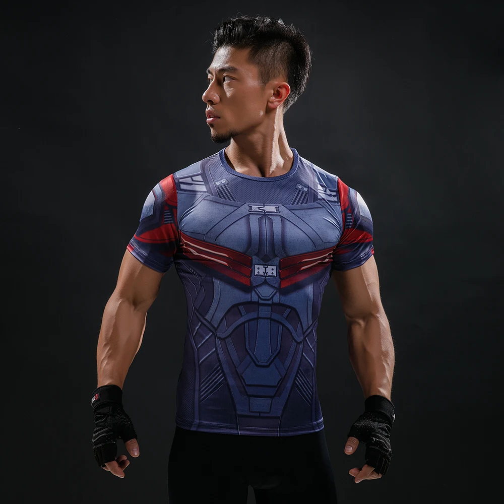 Супермен 3D компрессионная брендовая мужская футболка одежда для фитнеса плотный бодибилдинг, короткий рукав Футболка летние мужские топы футболки