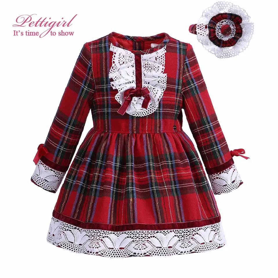 

Pettigirl Boutique Red Grid Girls Dresses With Headbands Cotton Kids Clothing Hot Selling Dresses For Girls G-DMGD908-1008