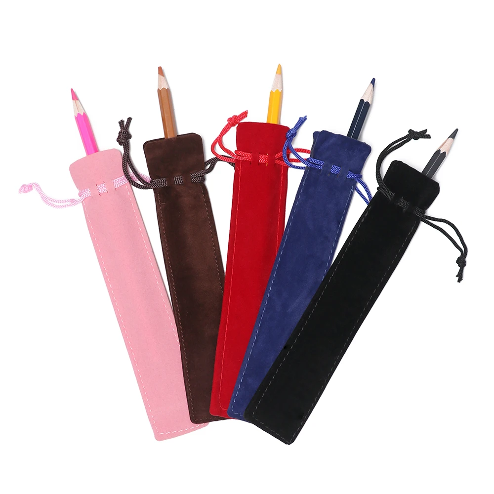 5PCS/pack Velvet Pen Pouch Sleeve Holder Single Pen Bag Case Pencil Bag