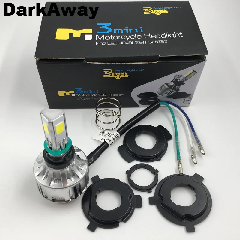 DarkAway H4 LED Motorcycle Headlight HS1 LED Bulbs 24W 2500Lm Mini Size