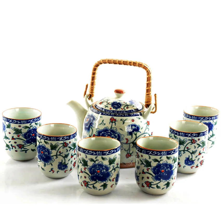 Tea set ceramics 7 big beam pot teapot teaberries set teapot japanese
