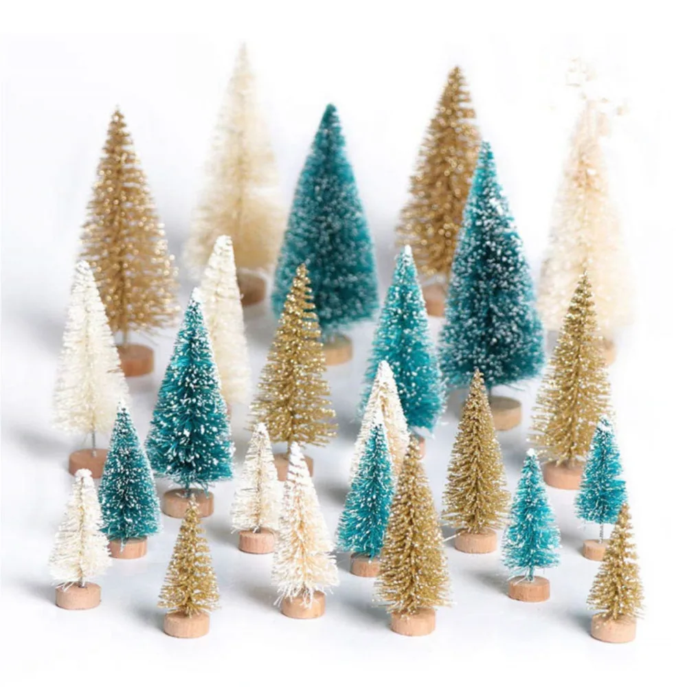 

24Pcs Mini Christmas Tree Cedar Ornaments Tabletop Trees Party Miniature Decor