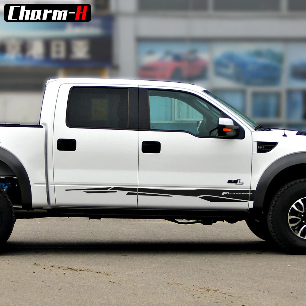 2 шт. сбоку юбка в полоску двери Панель внедорожных F150 Performance Графический стикеры