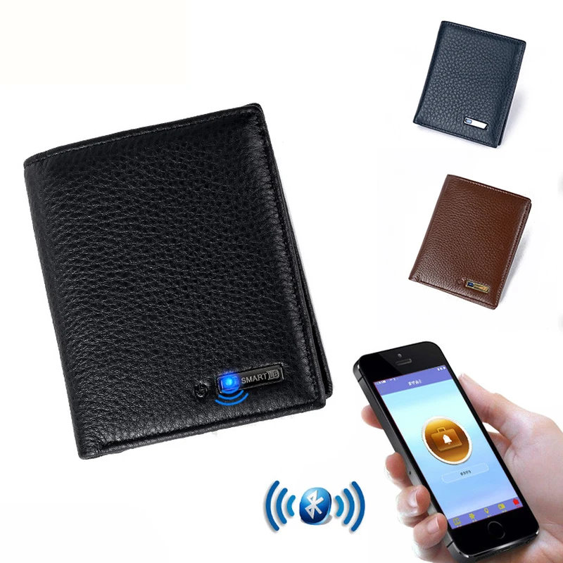 Genuine Leather Smart Wallet Bluetooth with Alarm GPS Map, Bluetooth ...