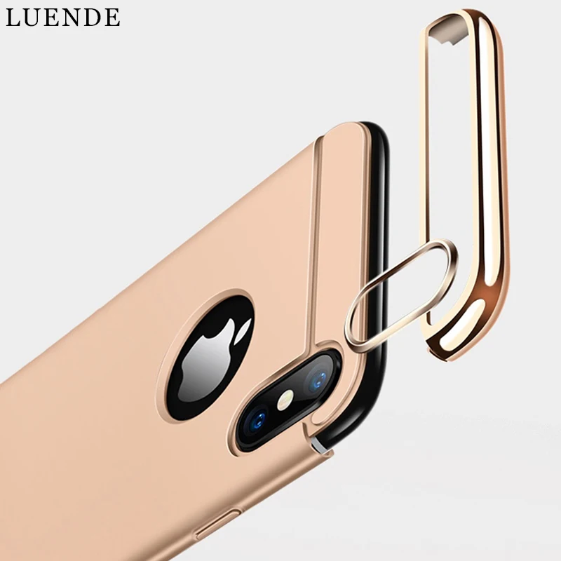LUENDE позолоченный металлический жесткий чехол для телефона iPhone х Оригинальный 3 в