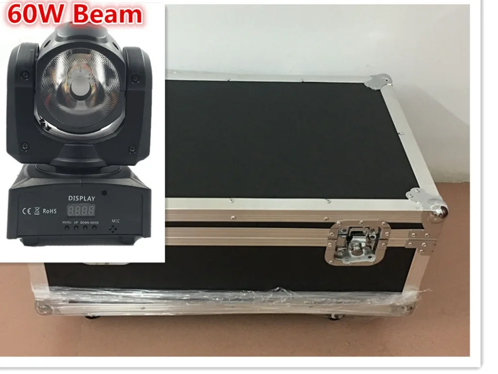 

6PCS 60W + flightcase LED Spot Moving Head Light/USA Luminums mini led beam Moving Head 60W RGBW 4in1 beam LED DJ Spot Light
