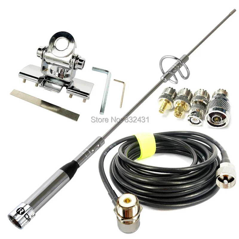 NL-770S Dual Band Antenna RB-400 Antenna Mount Bracket Clip 5M Coaxial Cable Kit For Car Radio 1