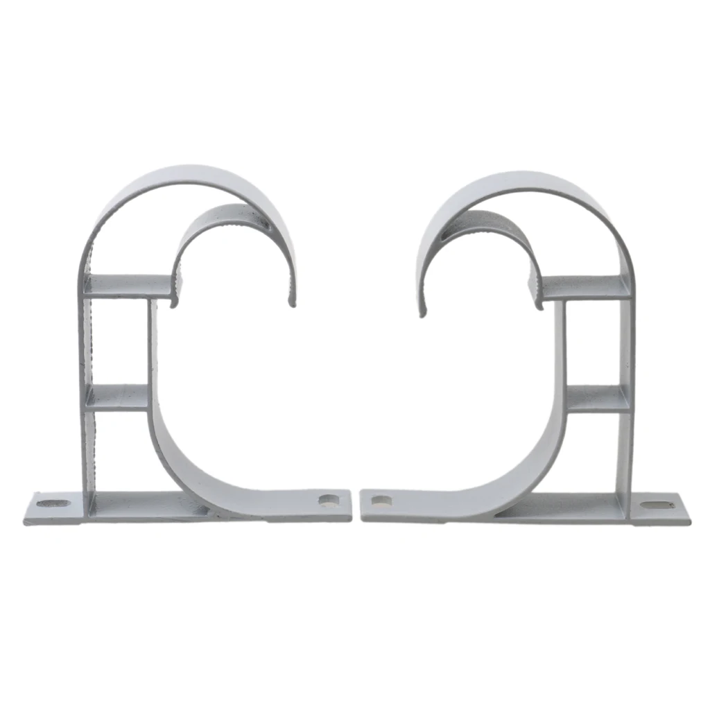 1 Pair Aluminium Alloy White Window Curtain Drapery Rod Holders Brackets