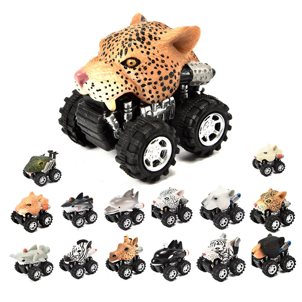 Mini Vehicle Animal Pull Back Cars with Big Tire Wheel Creative Toy Gift For Kid
