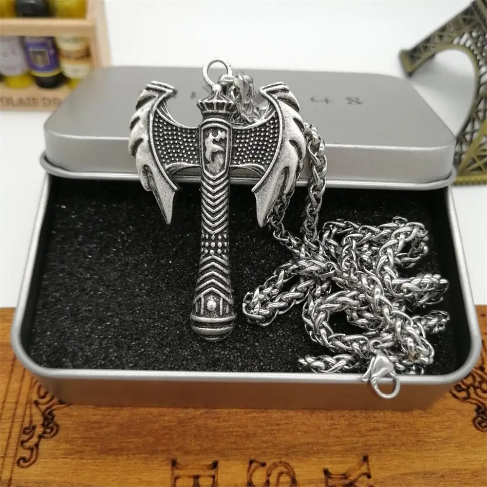 Подвеска с символикой викингов топор ожерелье талисман языческий smybol ювелирные изделия Винтажный стиль 1 шт - Окраска металла: pendant BOX