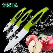 Керамические ножи 3, 4, 5 дюймов, нож для нарезки фруктов, кухонные ножи с зеленой ручкой и белым лезвием, набор кухонных ножей