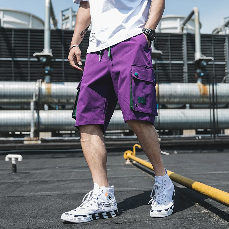 

2019 Safari Style Men Summer Hip Hop Shorts Streetwear Mens Vintage Joggers Shorts Male Big Pockets Military Shorts Bermuda