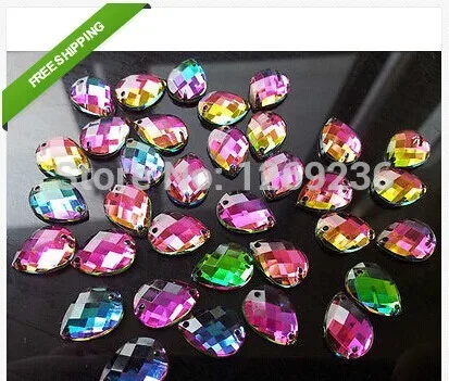 Drop Shape 400pcs 8*13mm multi colour Volcano Teardrop Sew On Acrylic Rhinestone Crystal loose beads for sewing stones m07 | Дом и сад