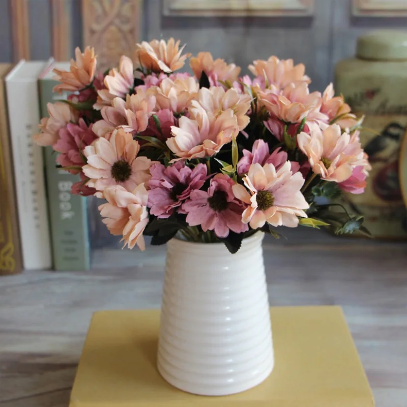 

1pcs/10 Heads Artificial Daisy Silk Flower Bouquet Spring Daisy For Wedding Home decoration Cheap Fake Table Arrangement flowers