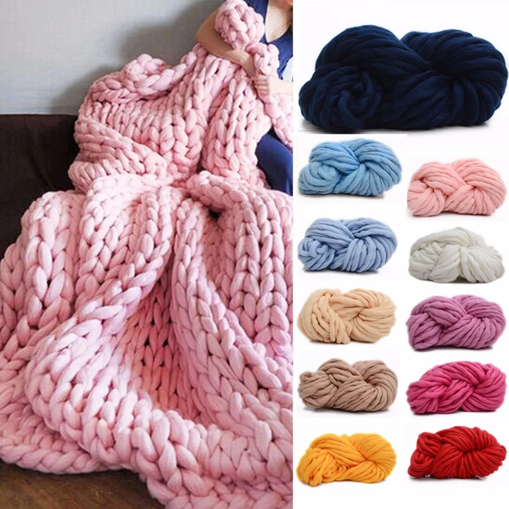 

Puseky Hand Knitting Blanket Hats Super Thick Merino Wool Chunky Yarn Felt Wool Roving Bulky Yarn Winter Warm 250g/Lot
