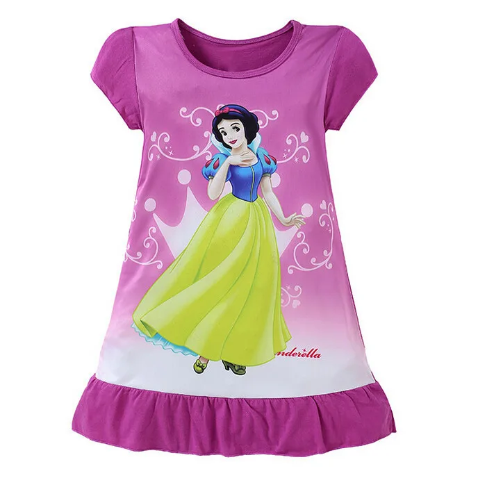 Платье принцессы с короткими рукавами для маленьких девочек; коллекция года; летняя одежда; повседневные Детские платья для девочек 3-10 лет