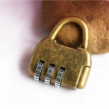 

GUIBOBO Retro Pad lock Code Password 3 Digit Simple Classical Bronze Color NO 4983