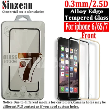 

Sinzean 100pcs For iphone 8/7/6/6S/5/5S 3D Curved Full covered Titanium alloy Edge Tempered glass screen protector