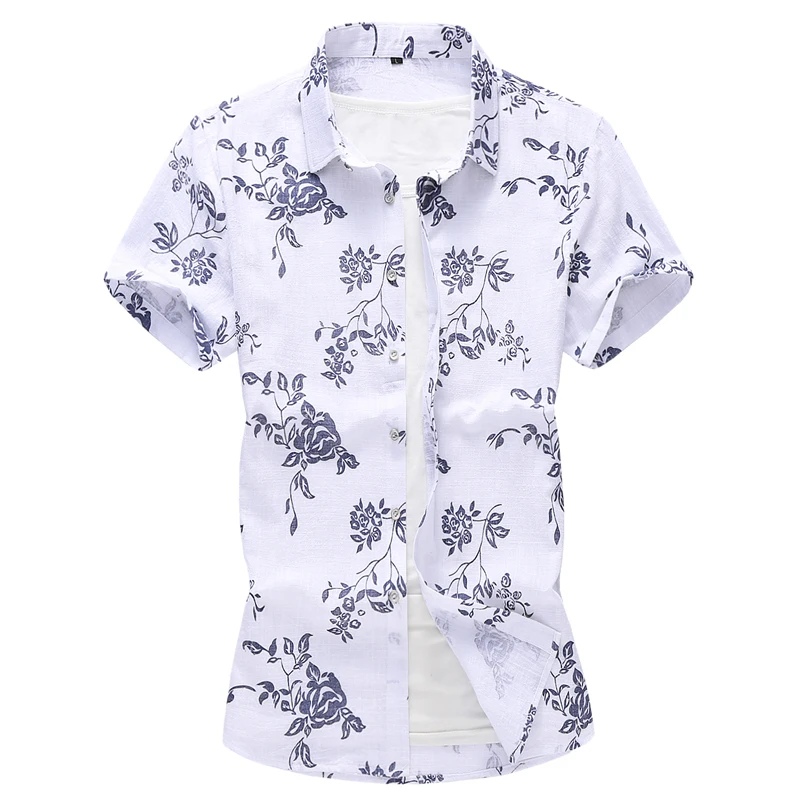 M-7XL повседневные мужские рубашки slim fit рубашки высокого качества для мужчин лето Плюс Размер короткий рукав льняные пляжные рубашки для мужчин