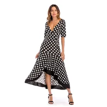

2018 Summer party dress deep V-Neck backless fashion Sexy Irregular falbala Dress.