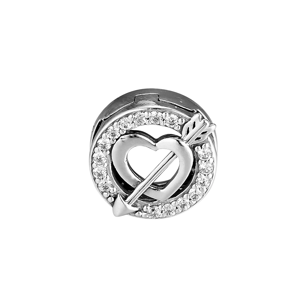 

Pandulaso Reflexions Asymmetric Heart and Arrow Clip Charm Fits Original 925 Silver Reflexions Bracelets For Woman DIY Beads