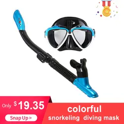 Lixada красочная маска для подводного плавания Snorkel SetAnti-fog плавательные очки для подводного плавания с легким дыханием сухая трубка маска для