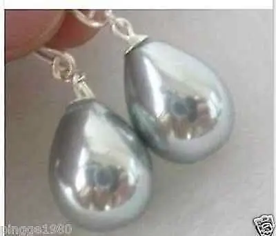 

-new Style- -hot 5PCS >>fashion beautiful Grey Shell Pearl Drop Earrings 12X16mm