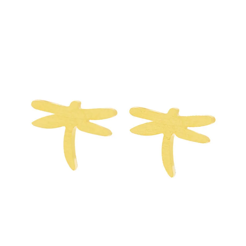 

Trendy Stainless Steel Dragonfly Design Women Stud Earrings Rose Gold Silver Color Engagement Jewelry Pendientes Acero Brincos
