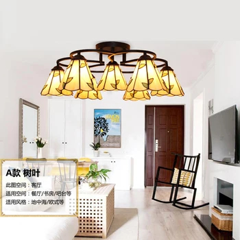 

Mediterranean Nordic simple lighting for kids room Color glass lampshade E27 chandelier lighting dining room