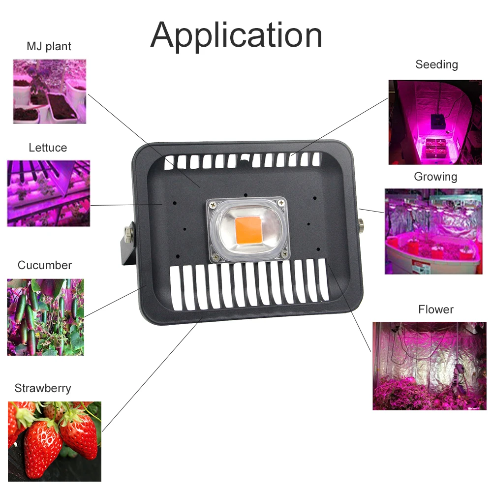 Высокая Мощность COB светодиодный Grow потолочные светильник/светодиодный чип 20 Вт 30 Вт 50 Вт 100 Вт AC220V IP65 Водонепроницаемый полный спектр 380-780nm для посева завод