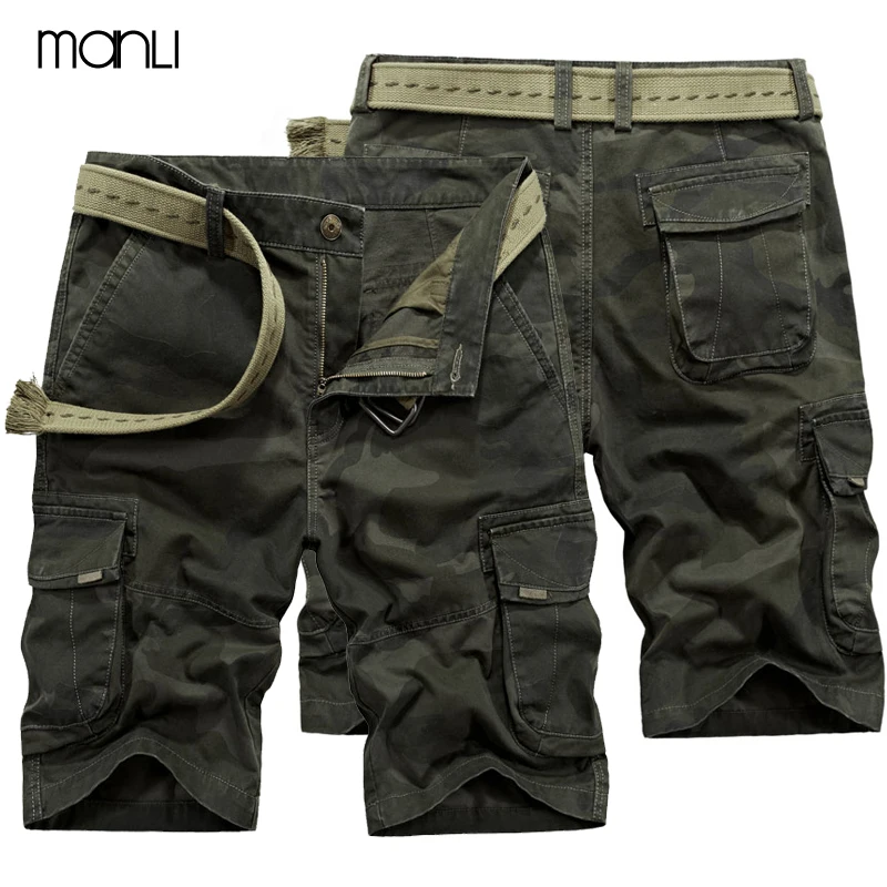 MANLI Summer Outdoor Hiking Shorts Mens Military Cargo Shorts 2020 Camouflage Military Shorts Homme Cotton Brand Clothing