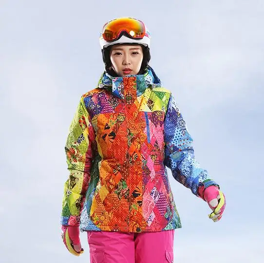 

Winter Oudoor Womens Waterproof Snowboard Jacket  Skiwear Ski Coats Camo Colorful Ski Jackets Ski Clothing Thermal Snow Clothes