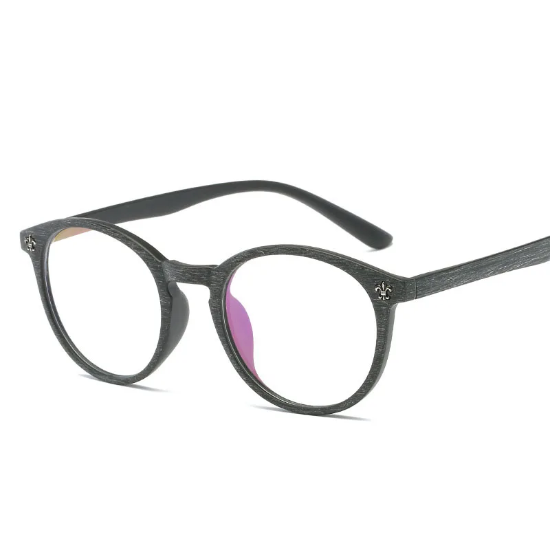 

Fashion Wood Grain Glasses Frames Women Men Round Vintage TR90 Optical Spectacle Eyeglasses Frame For Female Ultralight Oculos