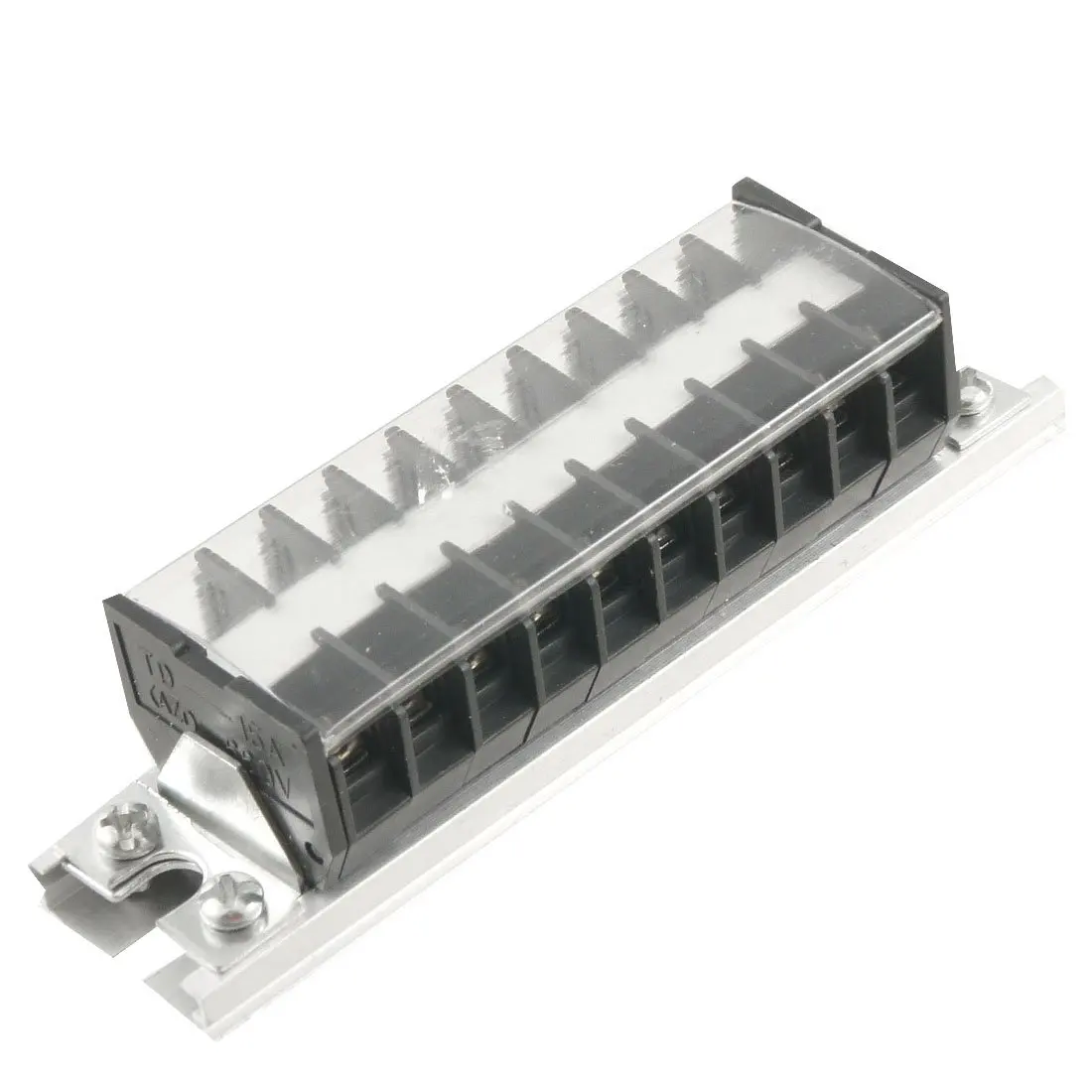 660V 15A DIN Rail Base Dual Row 10 Position Screw Terminal Barrier