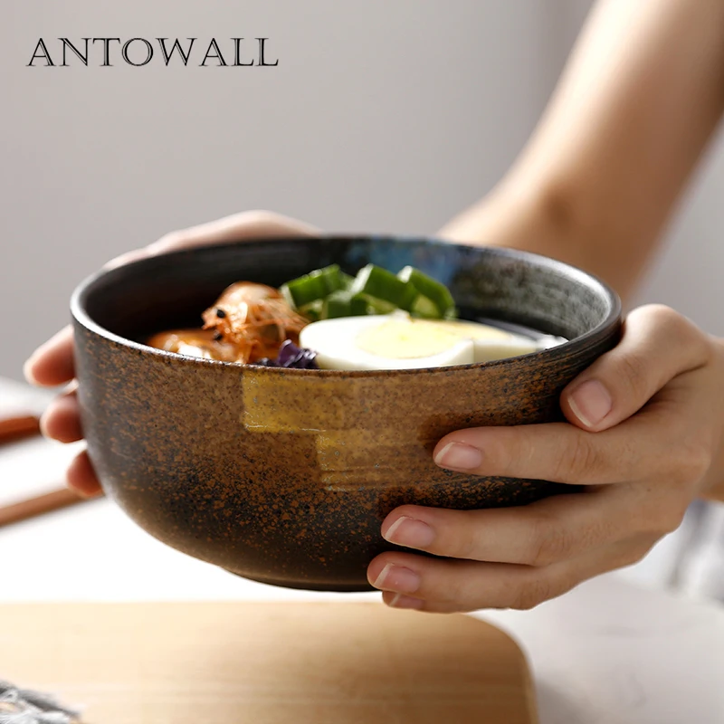 ANTOWALL Ретро китайская кухня керамическая посуда Ramen чаша большая суповая миска Бытовая ресторанная чаша для лапши