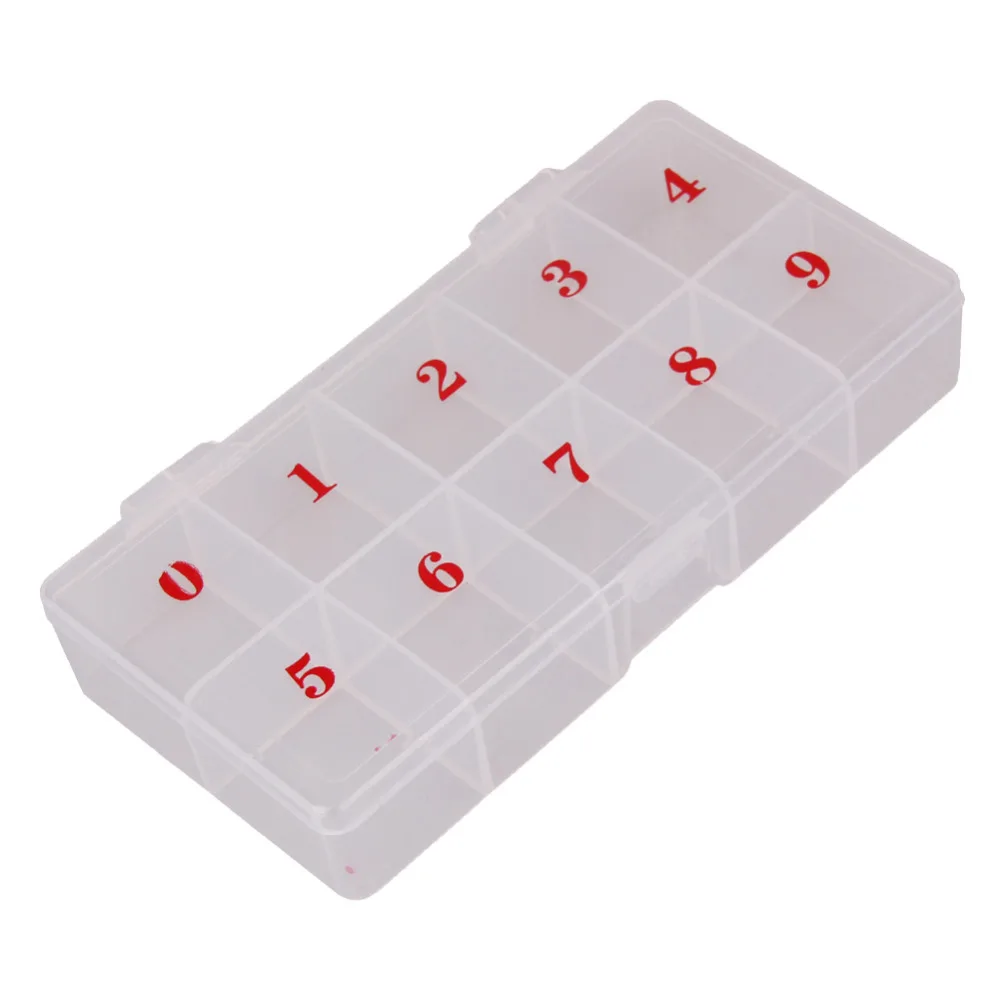

1pcs 10 Grids Nail Art Box Empty Divided Case Professional Nail Tips Rhinestone Beads Gems Storage Box Case Clear Plastic Case