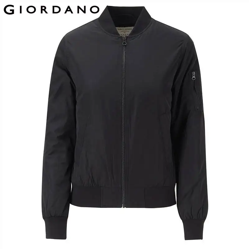Giordano женская пилотная куртка с длинными рукавами на молнии выполнена в одном