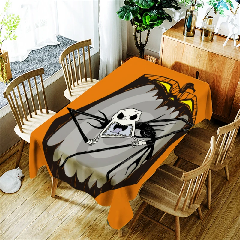 

Halloween Pumpkin Lantern Tablecloth Skull Pattern for Children Polyester Comfortable Waterproof Table Cloth Cover for Home