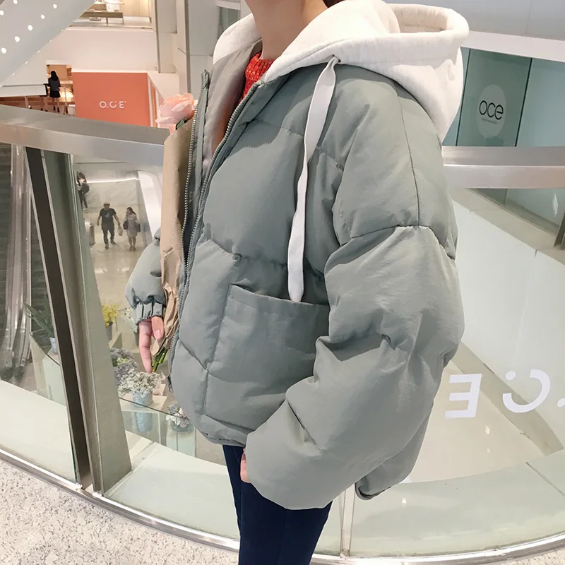 

women's cotton coat 2018 new style thick cotton padded clothes, students' loose BF feather ins bread dress, short winter coat.
