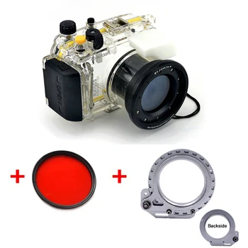

Waterproof Camera Dive Underwater Case for Sony RX100 II Mark 2 Camera With 67mm Red filter and Aluminum Wet Lens Adaptor Mount
