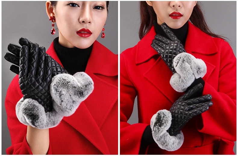 Варежки кожаные Перчатки дамы осенне-зимний бархатный теплый и милый корейской версии студентов для верховой езды Перчатки