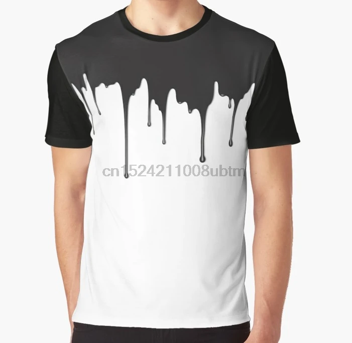 

All Over Print 3D Women T Shirt Men Funny tshirt Black Paint Drips over White Background Graphic T-Shirt