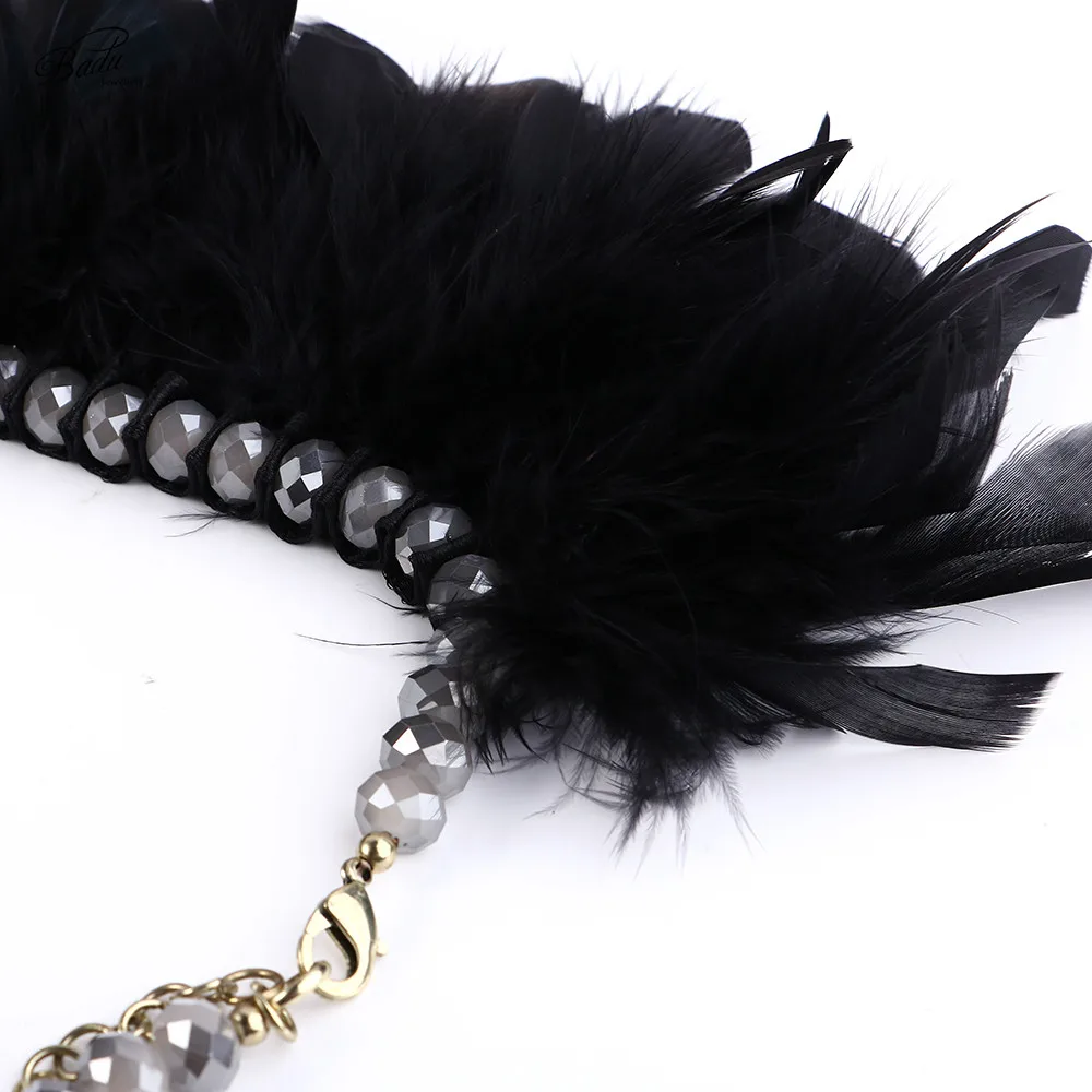 Badu массивное ожерелье Черное перо модное ожерелье s вечерние ювелирные изделия ручной работы преувеличенные Рождественские зимние аксессуары